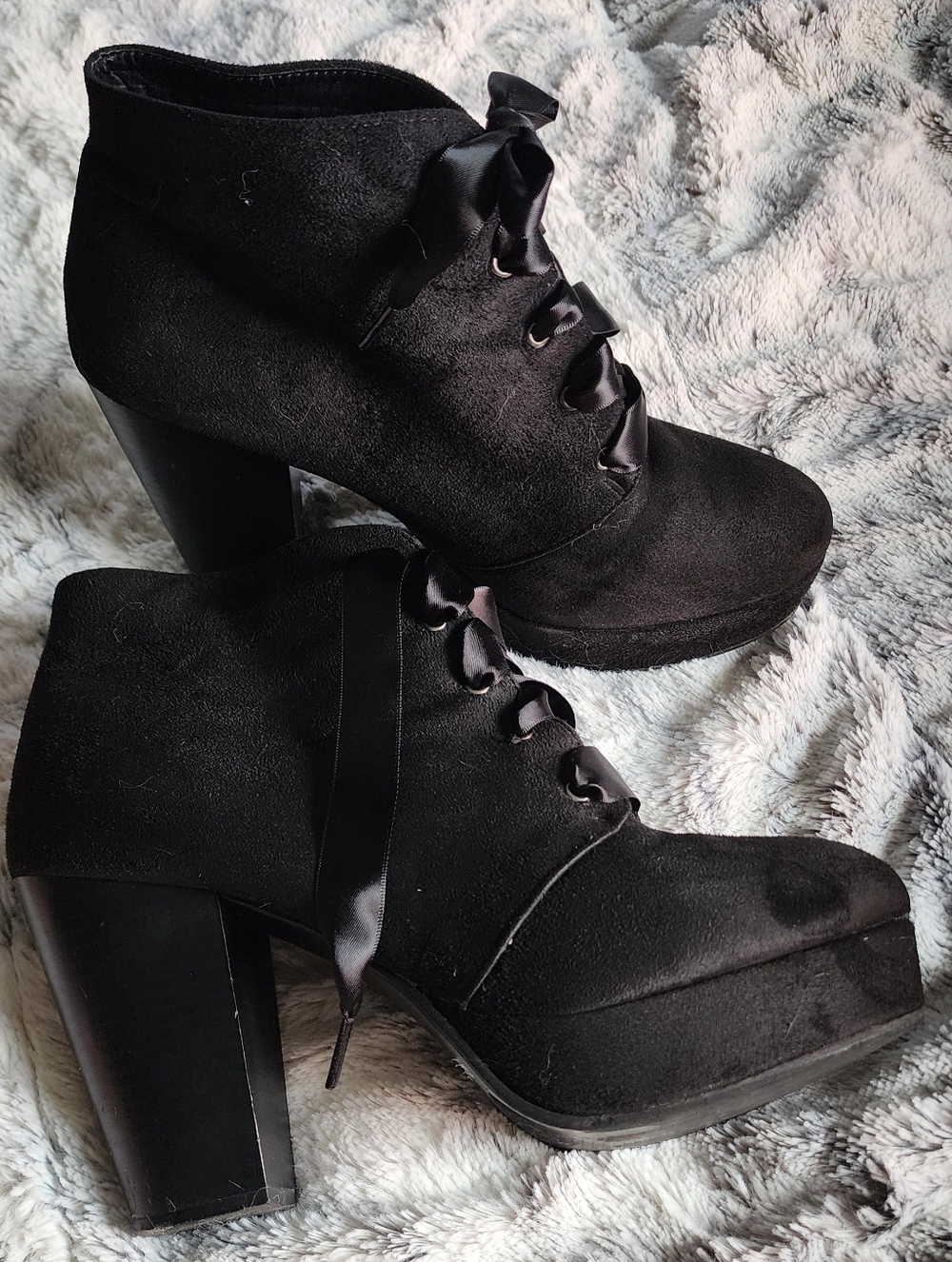 Women’s Forever Black Lace-Up Platform Ankle Boots